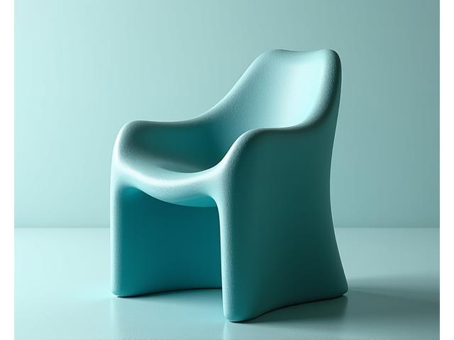 Designstol laget av resirkulert havplast, med en matt, blågrønn finish