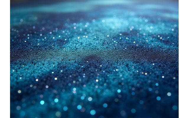 Et teppe med skimrende effekter i kalde blå og grønne toner, som fanger Nordlysets magi.